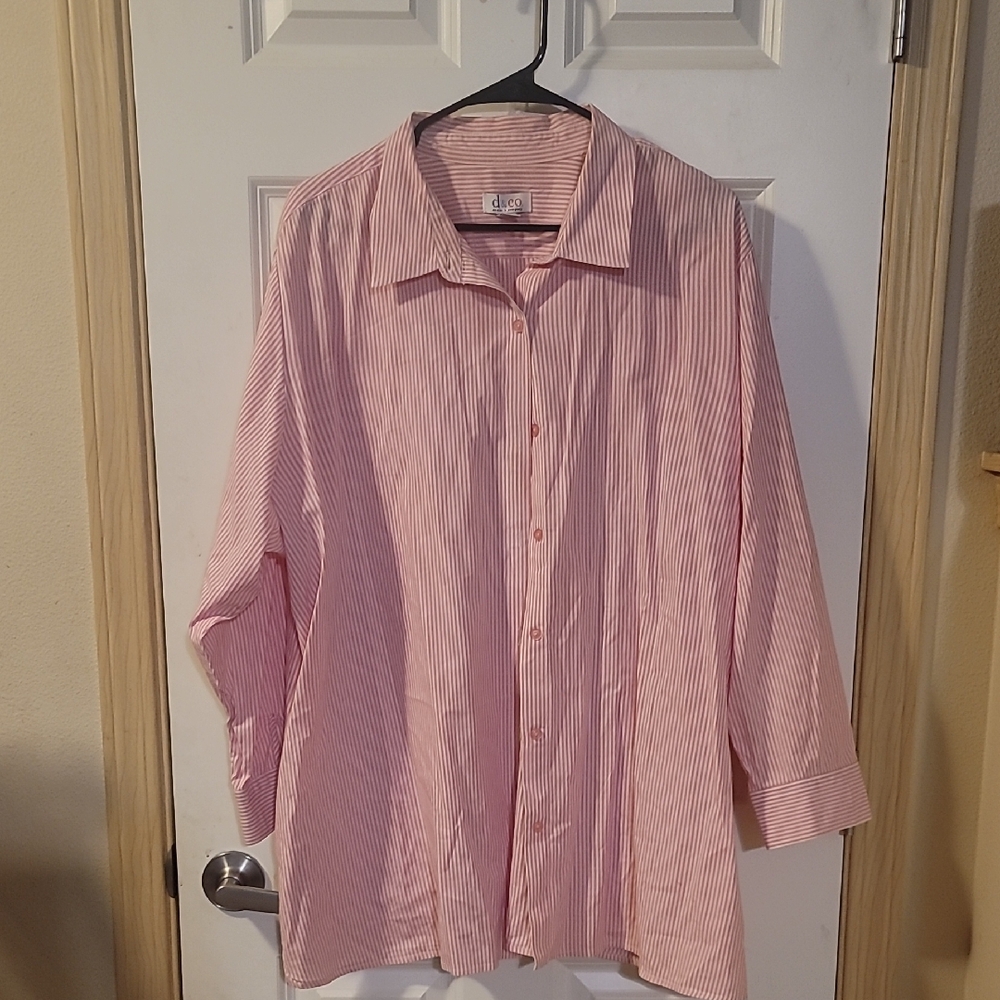 Avenue Pink Relaxed Button Down Shirt